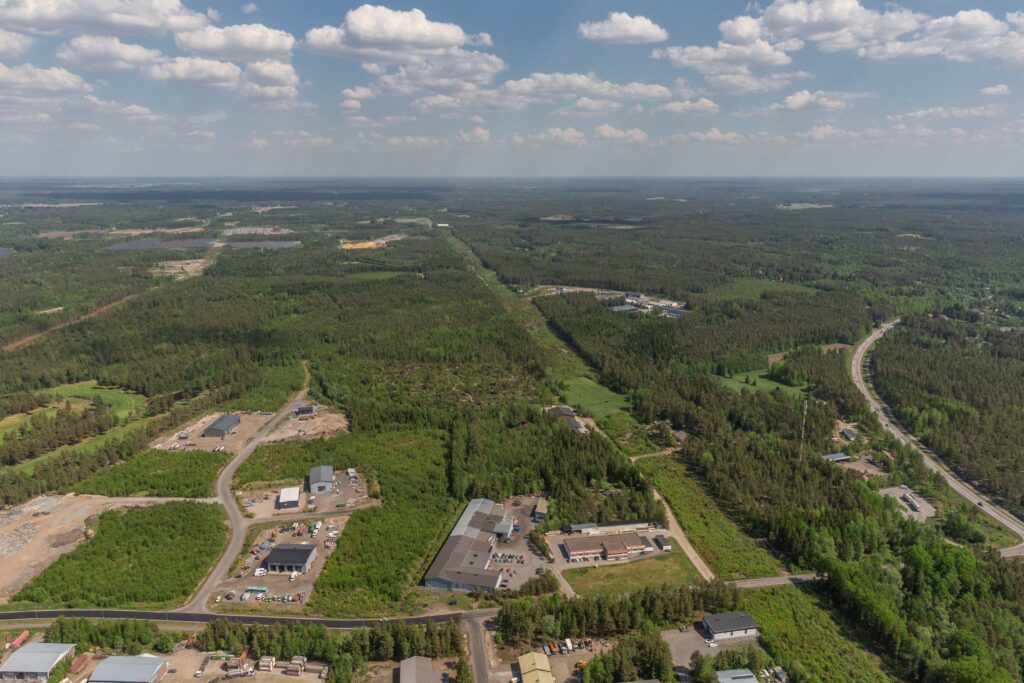 Ilmakuva Lakari eteläinen yritysalue Raumalla.