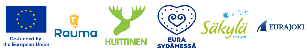 YMES-project logos of participating municipalities and EU-funding logo.